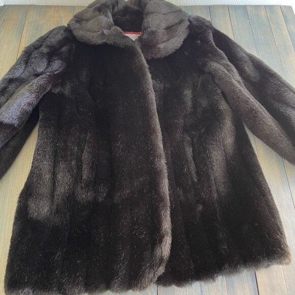 Vintage 1980s Jordache Faux Fur Womens Coat Fully Lined Black - Size 13/14 (Ins) - Picture 1 of 9